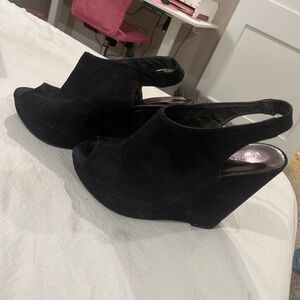 Carlos by Carlos Santana black suede wedge platform heels